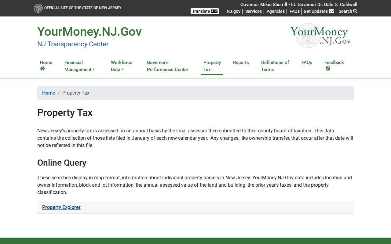 Vineland residents directory property explorer screen