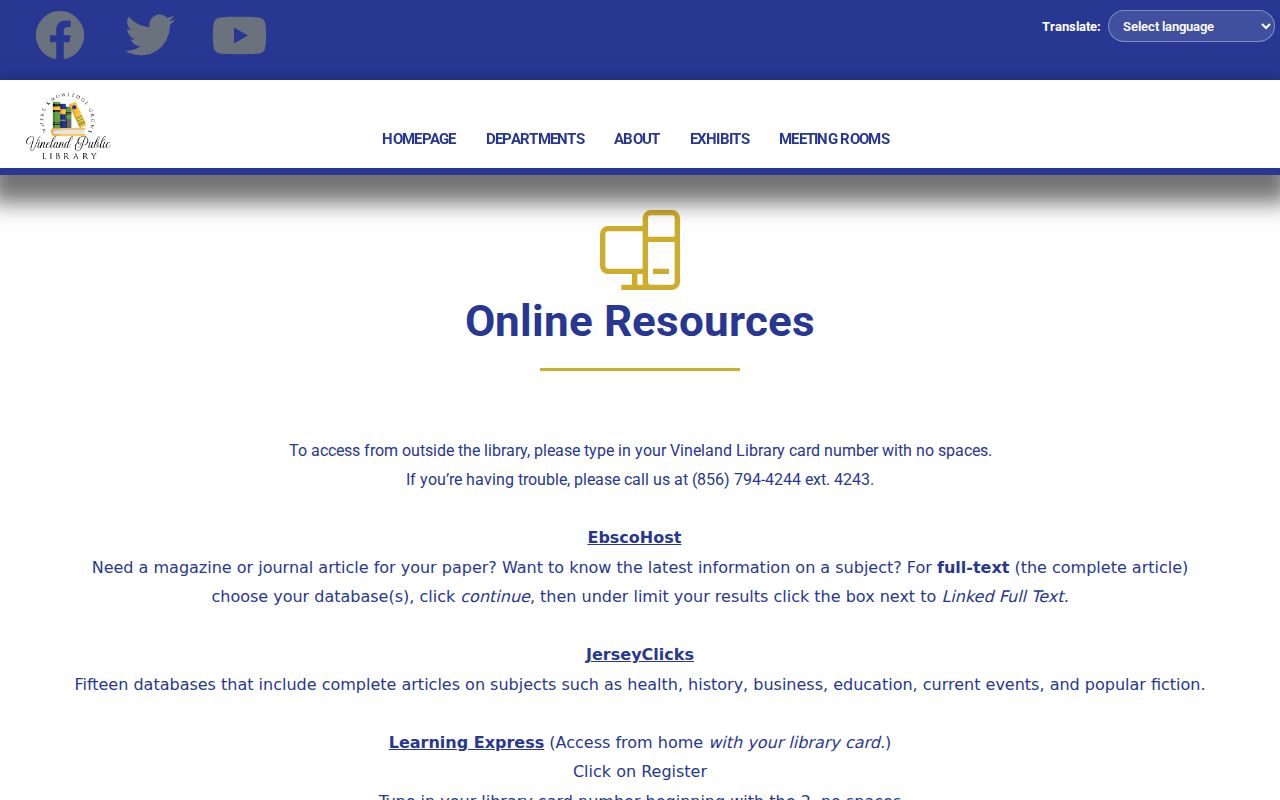 Vineland city directory research resources at Vineland Public Library