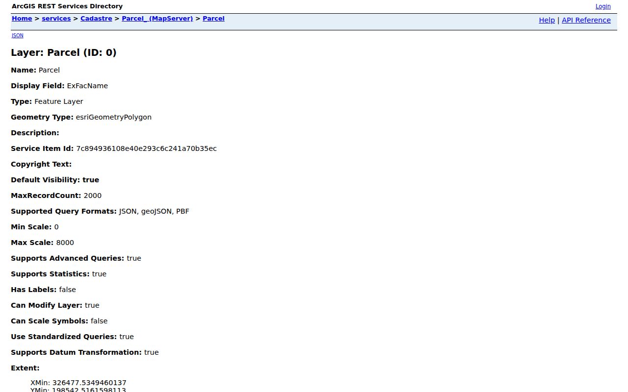 Vineland street directory ArcGIS parcel layer field inventory